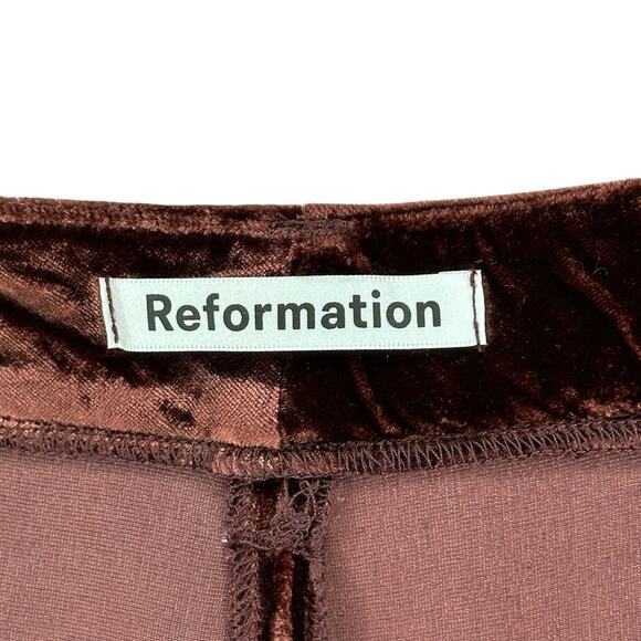 REFORMATION Wes Velvet Pant Es Red Brown Velvet Trouser Pants Women's Size 14 - Picture 5 of 7